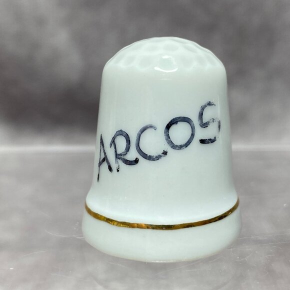 Porcelain Thimble W/ Bird & Floral Design "Arcos" Gold Trim Collectible Sewing - Picture 4 of 9
